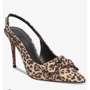 Aminah bow sling back brown leopard Gemma heels sz 5
